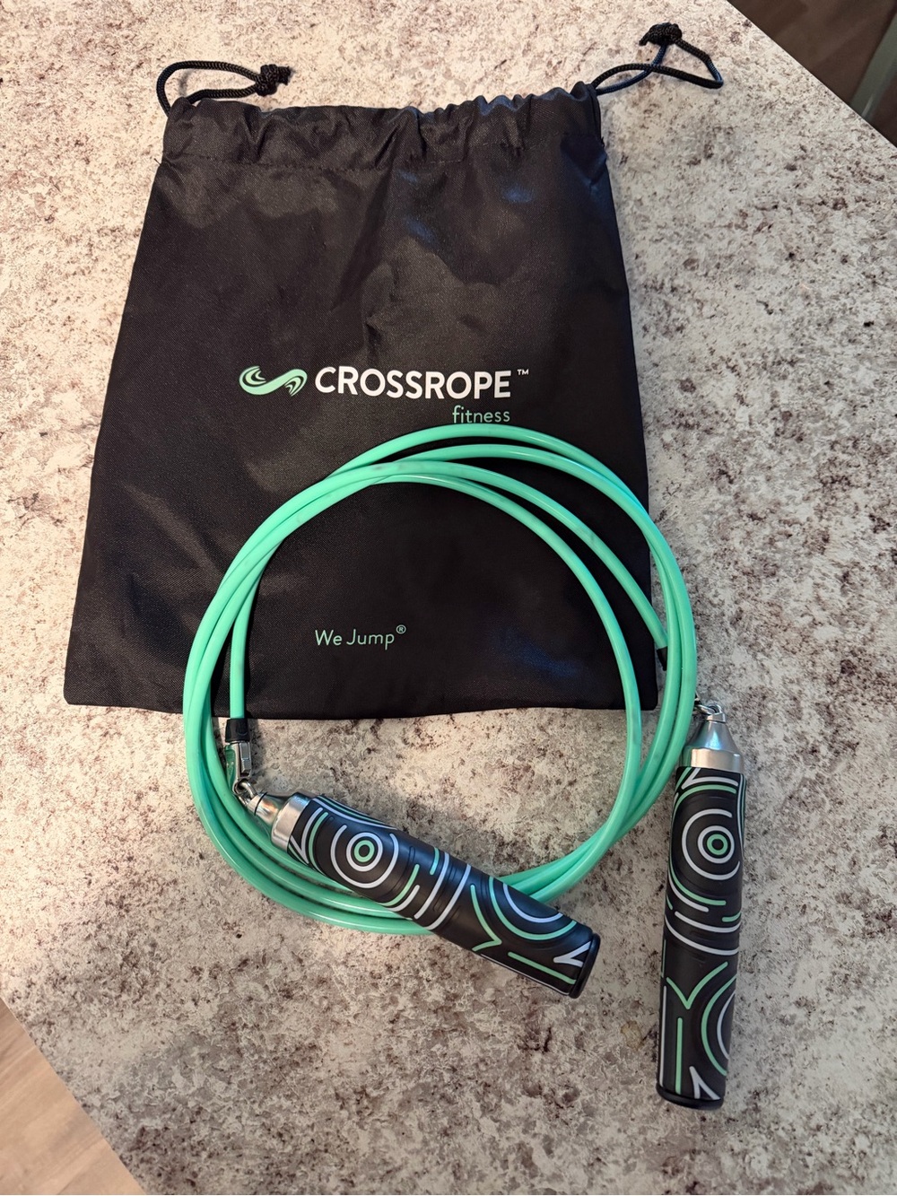 CrossRope Mint Green Weighted Jump Rope with Carry Bag